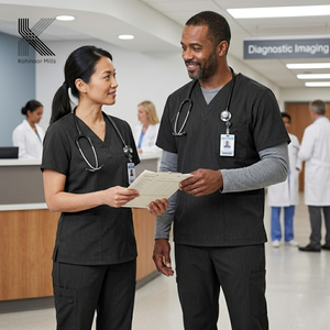 Tenue médicale unisexe à manches courtes, extensible, pour infirmières et médecins, vêtements de travail d'hôpital, OEM ODM - Product Image 5