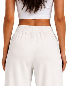 Manufacturer Customized Women White Wide Leg Sweatpants High Waist Loose Fit Lounge Jogger Pants Casual Streetwear Daily Wear - Product Image 6