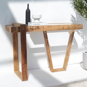 โต๊ะคอนโซลไม้ Vandana Lunaris Solace พร้อมท็อปกระจก ดีไซน์ทันสมัยตกแต่งด้วยไม้เนื้อแข็ง - Product Image 6