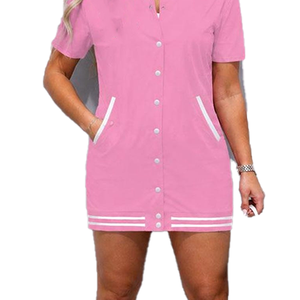 AKA Custom Logo Varsity Jacket Baseball <b>Dress</b> Women Casual Short Sleeve Summer <b>Dress</b> Plus Size Ladies New Trendy Cheap Wholesale - Product Image 5