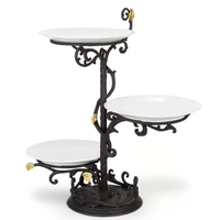 Ensemble de 2 supports à gâteau en forme de cage à oiseaux dorée, présentoir à étages en métal avec plateau en marbre pour une présentation élégante de desserts, mariages et fêtes