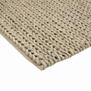 Tapis tressé épais beige naturel, tissé à la main texturé, motif floral botanique surdimensionné, antidérapant, écologique, à poils moyens - Product Image 5