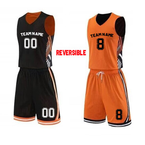 Uniformes de basket-ball réversibles personnalisés, bleu marine et blanc, impression par sublimation, unisexe adulte, respirant, col en V, sans manches, 100% polyester - Product Image 2