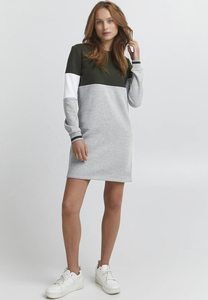 Robe en tricot à col rond et manches courtes pour femme, à blocs de couleur, décontractée, courte, coupe classique, 100% coton, respirante, été - Product Image 2