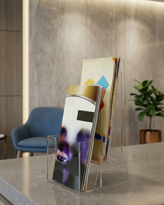 Acrylic Brochure Holder <b>Wall</b> Mounted Catalog Stand Magazine Rack for Banks Shops Displays with 3mm Thick Polished - Product Image 4