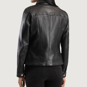 Blouson moto en cuir véritable tricoté de haute qualité pour homme, noir, col rabattu, fermeture éclair, manches courtes, coupe classique, automne - Product Image 1