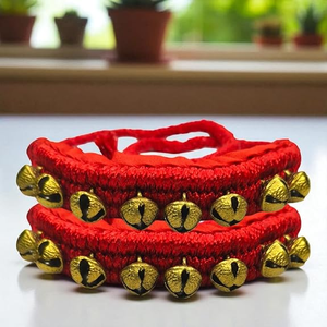 Campanas de Tobillo Ghungroo de Latón Rojo con Sonajeros Chapados en Oro para Danza Clásica - Product Image 1