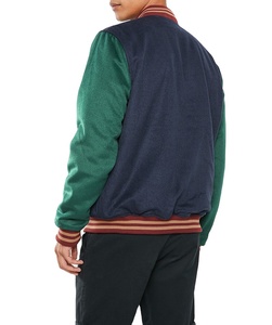 2025 Winter Hooded 100% Wool Waterproof Breathable Color <b>Block</b> Custom Logo Streetwear Varsity Jacket with Canvas Fabric - Product Image 1