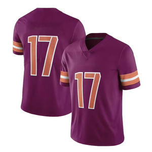 Maillot de football américain personnalisé, col en V, manches courtes, numéro 17 sublimé, vert turquoise, maille respirante, coupe régulière, homme adulte - Product Image 2