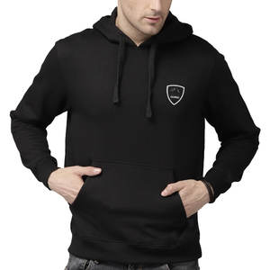 Premium Men's 350 GSM Black Cotton Fleece Pullover Slim Fit Street Style GYM Sudaderas con capucha Diseño de patrón 3D para invierno - Product Image 1
