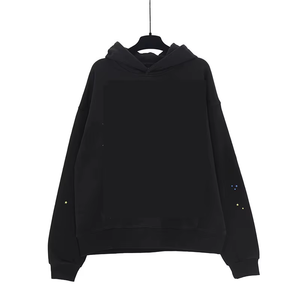 Sudadera con Capucha Negra Unisex, Corte Regular, Estampado Personalizado, Bordado con Pedrería Ecológico, Ropa Casual de Otoño, Manga Larga - Product Image 2