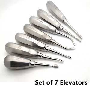 Juego de 7 elevadores dentales de punta recta, desviados y con puntas serradas, de acero inoxidable, para cirugía oral. - Product Image 5