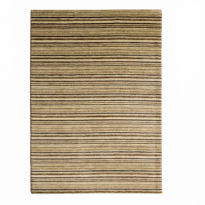 Tapis à rayures horizontales en laine beige, marron, taupe, écologique, antidérapant, texturé, neutre, pour salon, chambre, hôtel - Product Image 1