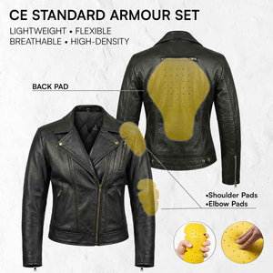 Women Armored Motorcycle Leather <b>Jacket</b> Ladies <b>Biker</b> Riding Protection <b>Jacket</b> Motorbike Safety Gear - Product Image 2