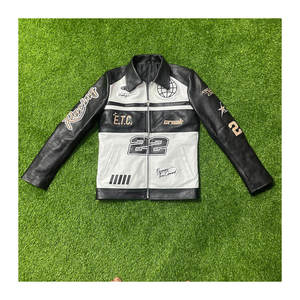 Vestes en cuir véritable pour hommes, style motard, taille personnalisée, impression numérique, style streetwear, vente chaude - Product Image 1