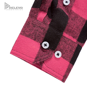 Chemise en flanelle de coton de haute qualité, coupe décontractée unisexe, tissu infroissable, motif à carreaux, col boutonné, écologique, personnalisable OEM - Product Image 4