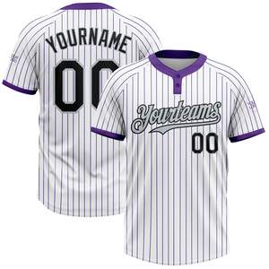 Jersey de Softbol de Manga Corta con Dos Botones y Nombre de Equipo Personalizado OEM, con Impresión por Transferencia de Calor, 100% Poliéster, Posiciones para Logotipo Personalizado - Product Image 5