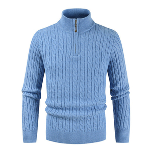 Pull tricoté mi-zippé pour homme, chaud et décontracté, à manches longues, coupe ample, col montant, idéal pour l'hiver - Product Image 2