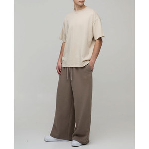 Pantalon large pour homme, tendance, décontracté, couleur unie, taille élastique, ample - Product Image 4