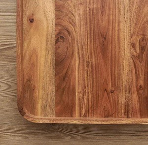 Plateau de service en bois naturel éco-responsable, fait main en bois d'acacia, plateau de présentation alimentaire, fabriqué avec des matériaux de haute qualité - Product Image 2