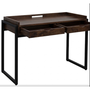 โต๊ะเรียนสไตล์อินเดียแบบวินเทจ, โต๊ะไม้เนื้อแข็ง, โต๊ะทรงยาวแคบสำหรับใช้ในบ้าน, โต๊ะม้านั่งขาเหล็กเรียบง่ายสำหรับใช้ในทางเข้า - Product Image 2