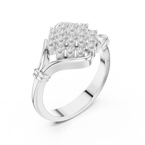Bague de luxe vintage en argent avec grappe de diamants certifiée IGI, géométrique, pour femme, idéale pour mariage, fiançailles, anniversaire, fête, cadeau, bijoux fins - Product Image 3
