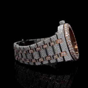 Montre mécanique en acier inoxydable avec cadran en verre Moissanite, clarté VVS, fabrication artisanale de luxe, résistante à l'eau 30 bars pour hommes - Product Image 5