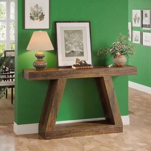55-Inch Rustic Industrial <b>Wooden</b> <b>Console</b> <b>Table</b> with Storage for Entryway or Hallway - Product Image 5