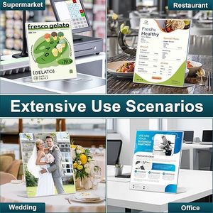 Confezione da 12 Porta-Cartelli in Acrilico Trasparente a Forma di L, 8.5x11 Pollici, Espositore da Tavolo in Plastica Trasparente per Menu - Product Image 2