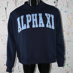 เสื้อสเวตเชิ้ต ALPHA XI BLMock Neck สีแดง 100% ปักลาย Applique คอเสื้อกว้าง ด้ายคุณภาพดี - Product Image 1