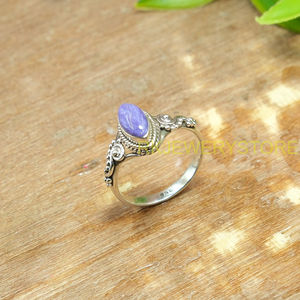 เงินแท้ 925 สีม่วงธรรมชาติ ชารอยต์ รูปทรงมาร์ควิส ทำด้วยมือ โบโฮ วินเทจ ฟิลิกรี แหวนผู้หญิง เครื่องประดับขายส่ง - Product Image 2