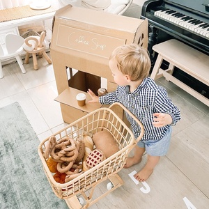 Chariots de courses pour enfants, fournitures en gros, chariot de jeu en rotin écologique, chariot de supermarché pour tout-petits - Product Image 5