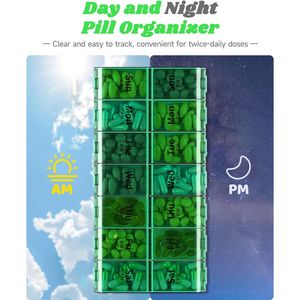 Organizzatore di Pillole Settimanale XL Extra Large per 7 Giorni, Contenitore per Medicinali AM PM, Custodia per Pillole Jumbo - Product Image 2