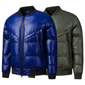 Chaqueta de Invierno para Hombre, Negra y Verde Oliva, con Cuello Alto, Cierre de Cremallera, Resistente al Viento, Informal, con Relleno Grueso de Poliéster - Product Image 5