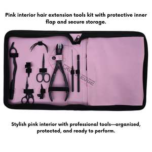 Set de Herramientas para Extensiones de Cabello con Estuche Rosa, Alicates para Micro Anillos, Pinzas para Remover, Removedor de Fusión de Queratina, Peine de Cola y Pinzas para Cabello - Product Image 5