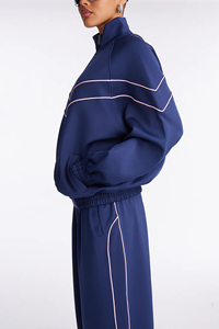 Nueva Llegada, Conjunto Cortavientos Impermeable Casual de Otoño para Mujer, Unisex, con Líneas de Color Azul Oscuro, Ropa Deportiva, Personalizado con Impresión - Product Image 6