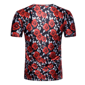Top Quality New Design Best Manufactured Slim Fit Floral Printed T-Shirt Red <b>Roses</b> <b>Black</b> O-Neck Short Sublimation Men's T-Shirts - Product Image 2