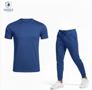 Conjunto Deportivo Informal Azul para Hombre INDEX APPAREL, Camiseta de Manga Corta con Cuello Redondo, Pantalones Deportivos de Poliéster de Secado Rápido con Bolsillos Laterales, Corte Regular - Product Image 1