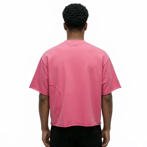 <b>Men's</b> <b>Pink</b> O-Neck Short Sleeve <b>T</b>-<b>Shirt</b> With Front Hash Pattern Print Casual Regular Fit Cotton Jersey Breathable Style - Product Image 4