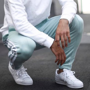 Manufacturer Wholesale Custom <b>Plain</b> Gym <b>Tracksuit</b> With Side Stripes 100% Cotton Mens Casual Light Green Sport Suit - Product Image 2