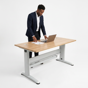Escritorio de Oficina Moderno y Duradero con Patas Metálicas en Forma de J, Acabado Melamina, Mesa de Trabajo Rectangular para Espacio de Trabajo Profesional o Estudio - Product Image 1