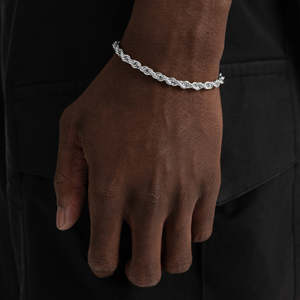 925 Sterling Silver <b>Rope</b> Chain <b>Bracelet</b> Twisted <b>Rope</b> Link <b>Bracelet</b> Diamond Cut Italian <b>Rope</b> <b>Bracelet</b> for Men Women - Product Image 1
