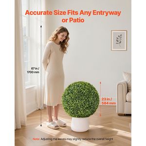 Palla Topiaria Artificiale da 23 Pollici Facile da Montare, Pianta Finta di Bosso dall'Aspetto Realistico, Albero in Seta Sintetica per Decorazioni Esterne e Portico Anteriore, Confezionata - Product Image 5
