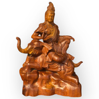 Statue artisanale en bois de santal du Bodhisattva Samantabhadra, motif Feng Shui, décoration religieuse pour table, maison ou bureau