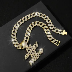 Collar Cubano con Colgante de Letras, Nuevo Modelo 2025, Plata de Ley, Bañado en Oro y Rodio, Joyería Hip Hop, Regalo de Aniversario, Unisex - Product Image 4