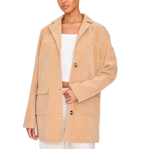 New Autumn <b>Beige</b> Retro Casual <b>Women's</b> & Men Slim Long Sleeve Blazer <b>Jacket</b> Fashion Office Coat OEM ODM Manufacturer Wholesale - Product Image 4