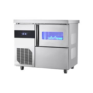 Macchina per il Ghiaccio in Acciaio Inox per Cucine Commerciali, Produzione 132 Libbre/24H, Capacità di Stoccaggio 30 Libbre, 70 Cubetti/Ciclo, Autopulente - Product Image 1