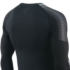 <b>Top</b> Quality Men's <b>Black</b> <b>Long</b> Sleeve O-Neck Slim Fit Quick Dry Knitted Sport T-Shirt Solid Colour Polyester Athletic Wear - Product Image 3