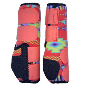 Bottes de protection pour chevaux en cuir respirant et néoprène, fermeture à boucle, conception durable pour un usage quotidien, prévention des blessures - Product Image 4