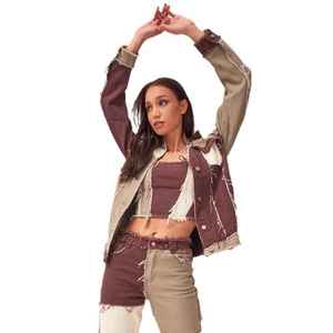 Chaqueta de Mezclilla Larga para Mujer, Estilo Vintage 2026, con Cierre de un Botón y Diseño de Parches, Casual, Nueva, Comercio Exterior Europa/EE. UU. - Product Image 2